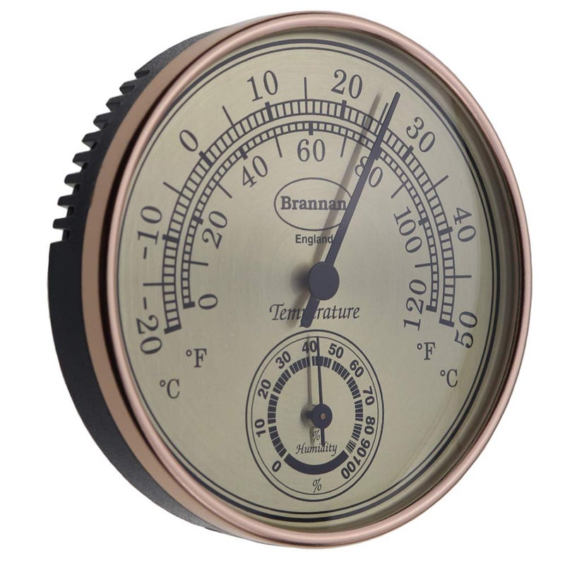 Brannan Thermometer Hygrometer with Gold Dial Garden Greenhouse Office Temperature Humidity - Image 1